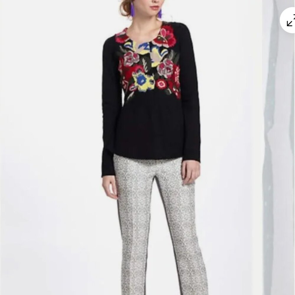 Anthropologie Leifsdottir Techniflora Embroidered Cardigan Sweater, Sz M
